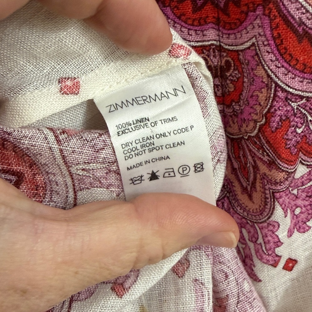 Zimmermann White and Pink Paisley Linen Maxi Dress - Picture 6 of 6